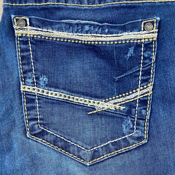 BKE Mens Jeans Size 32x35.5 Payton Classic Blue Distressed Cotton Blend - Picture 8 of 16